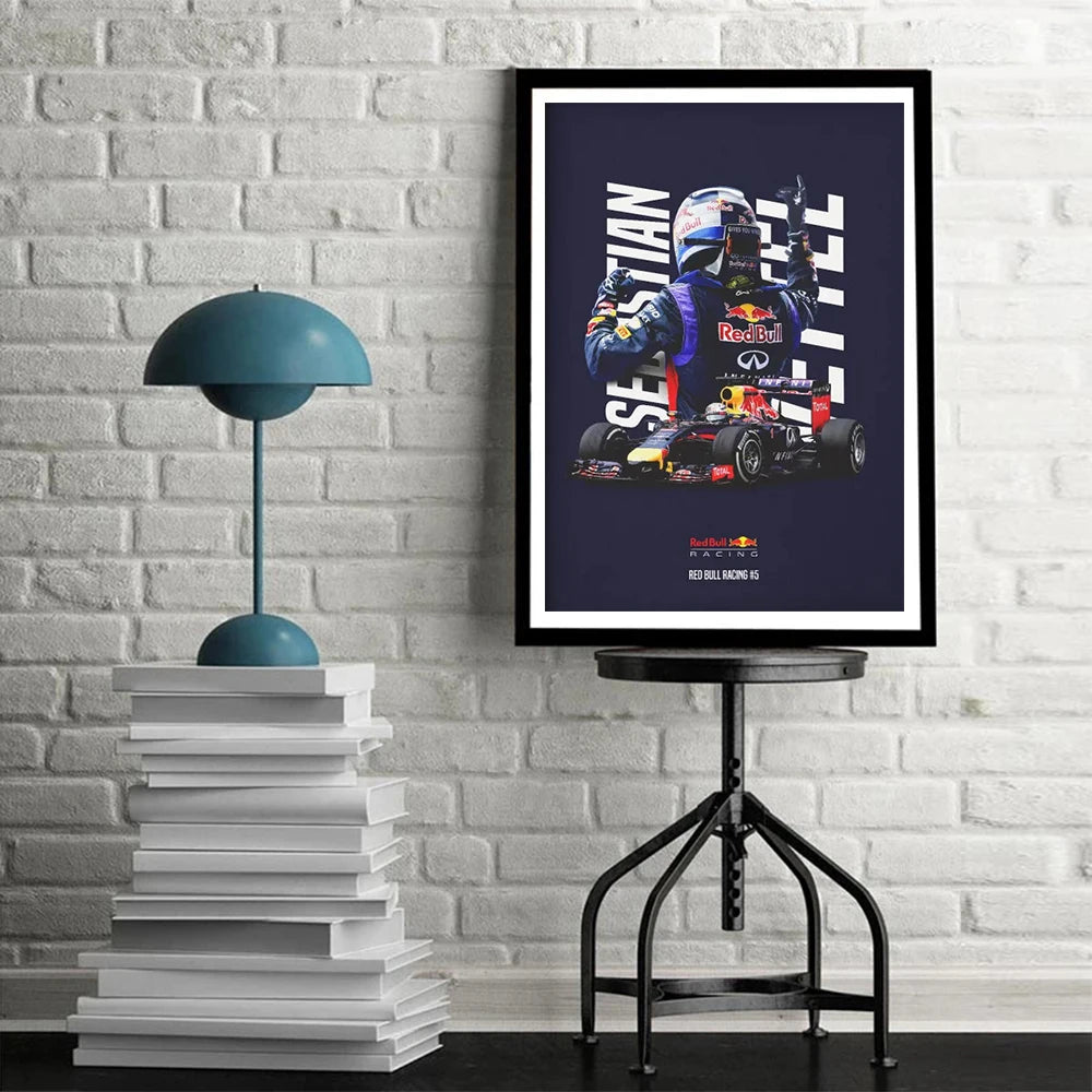 Cartaz de campeão mundial, decoração de parede, impressão mural de Fórmula 1, impressão em tela para sala de estar, quarto, presente para fãs