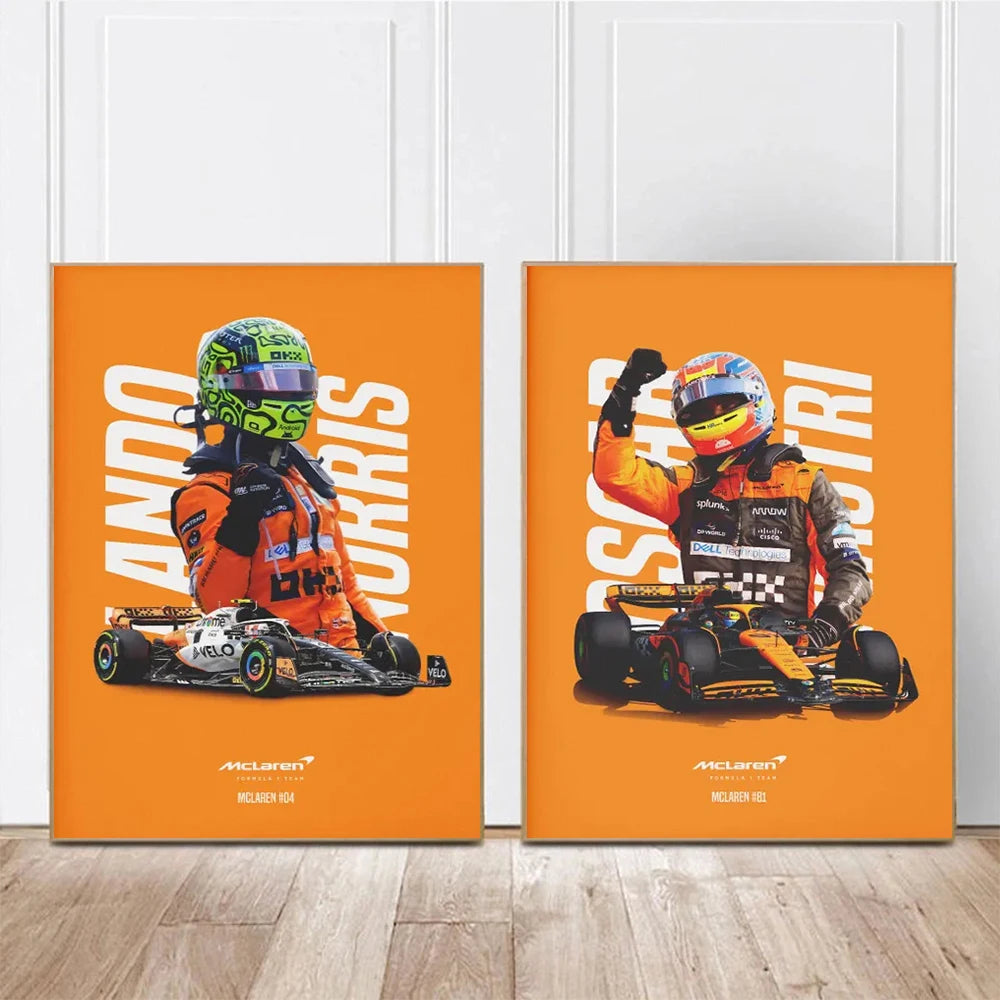 Cartaz de campeão mundial, decoração de parede, impressão mural de Fórmula 1, impressão em tela para sala de estar, quarto, presente para fãs